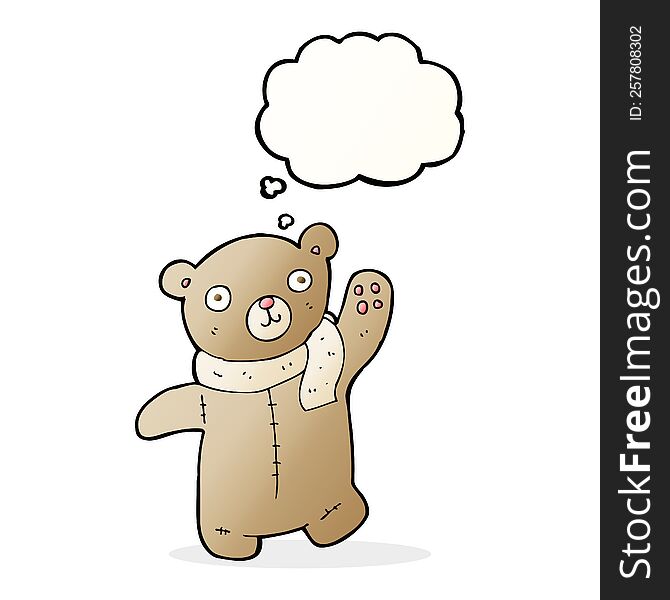 Cute Cartoon Teddy Bear With Thought Bubble