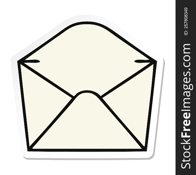 sticker of a quirky hand drawn cartoon envelope