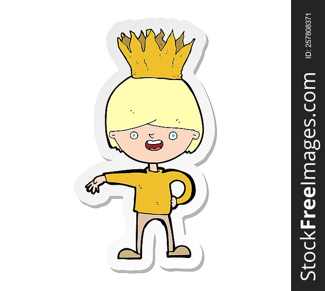sticker of a cartoon person wearing crown