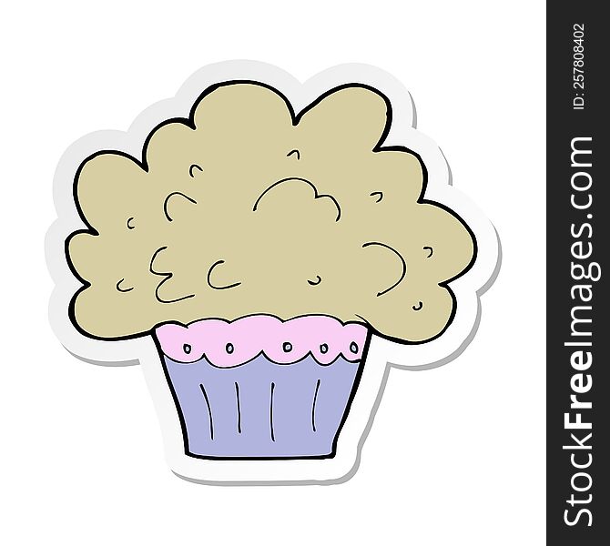 sticker of a cartoon big cupcake