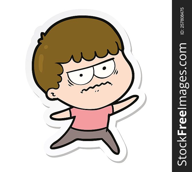 Sticker Of A Cartoon Annoyed Man