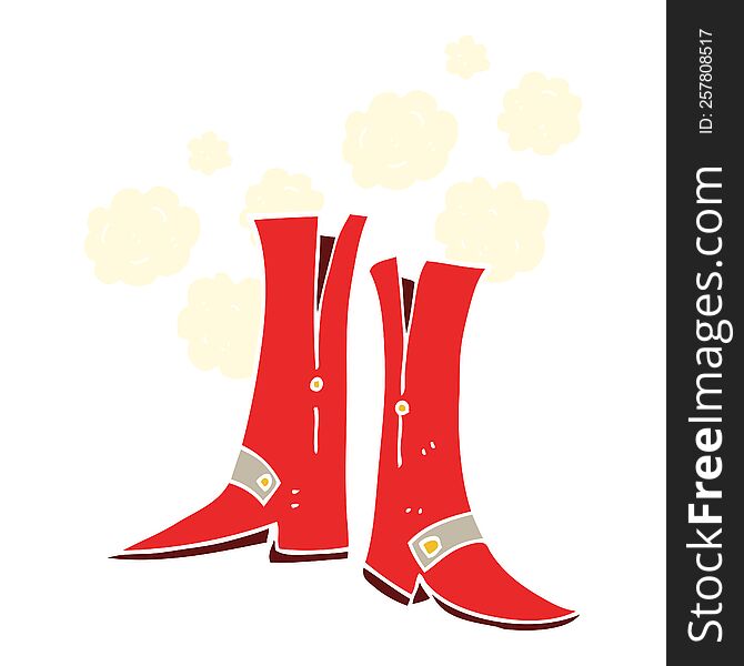 Flat Color Illustration Of A Cartoon Boots
