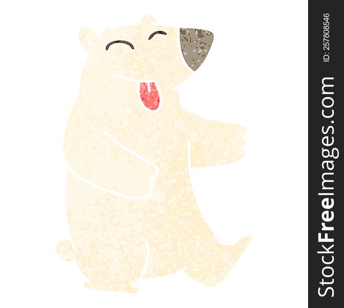 retro illustration style quirky cartoon polar bear. retro illustration style quirky cartoon polar bear