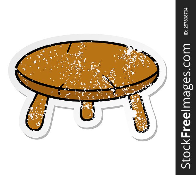 Distressed Sticker Cartoon Doodle Of A Wooden Stool