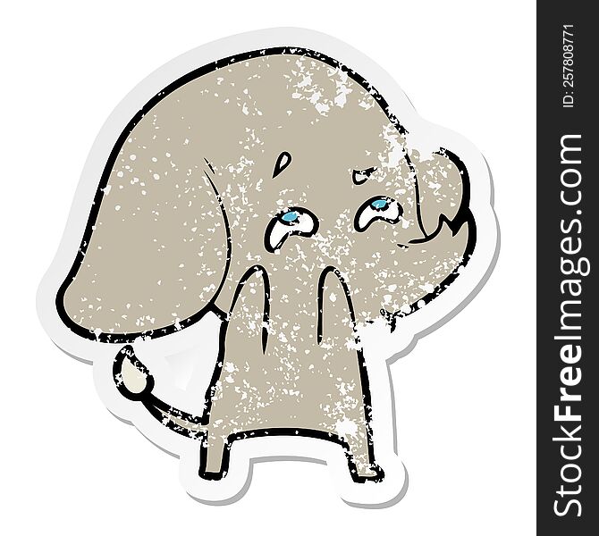 Distressed Sticker Of A Cartoon Elephant Remembering