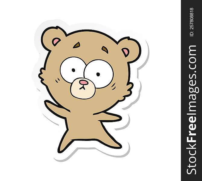 sticker of a anxious bear cartoon