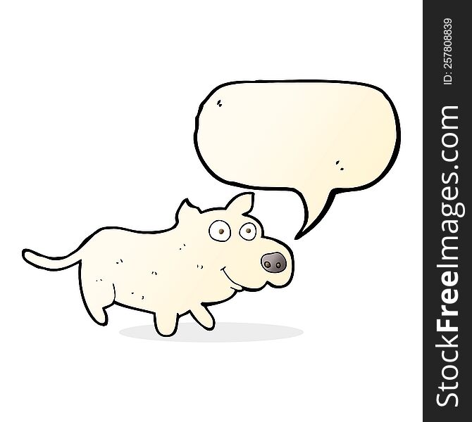 cartoon happy little dog with speech bubble