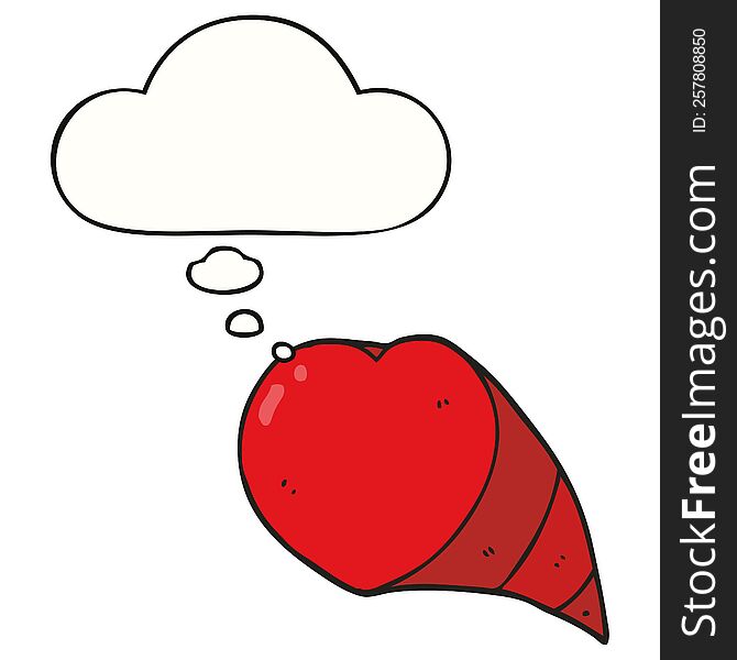 cartoon love heart symbol with thought bubble