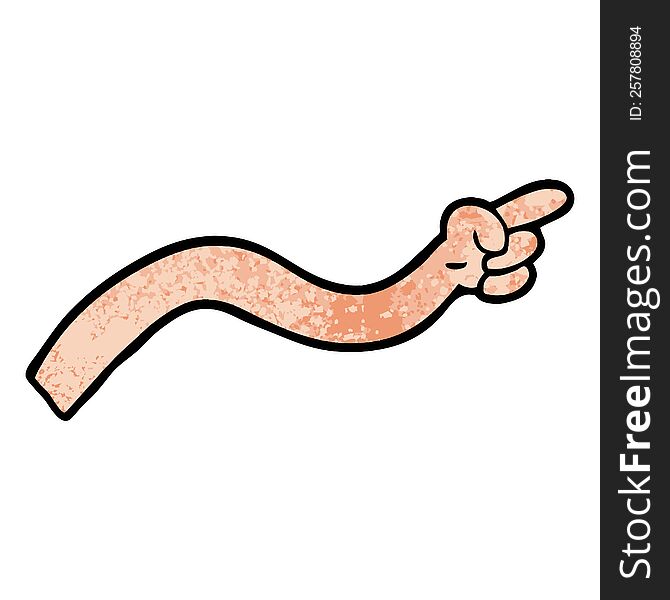Grunge Textured Illustration Cartoon Pointing Arm