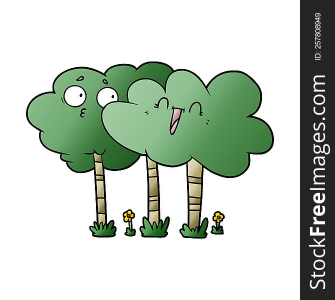 cartoon trees with faces. cartoon trees with faces