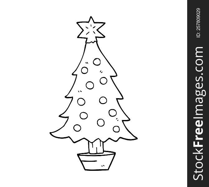 line drawing cartoon christmas tree