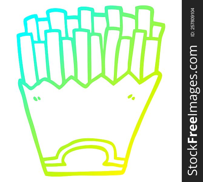 cold gradient line drawing of a cartoon french fries