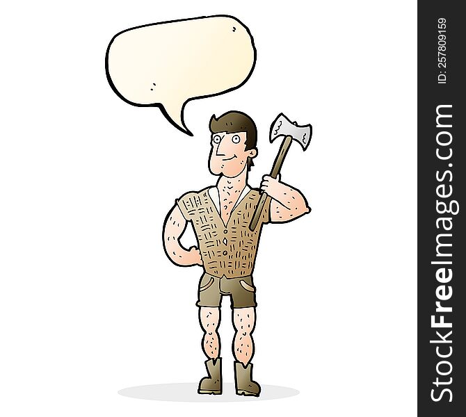 Cartoon Lumberjack With Speech Bubble