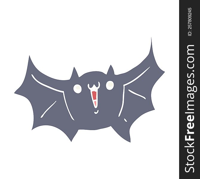 Flat Color Style Cartoon Happy Vampire Bat