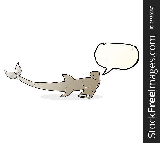 freehand drawn speech bubble cartoon hammerhead shark