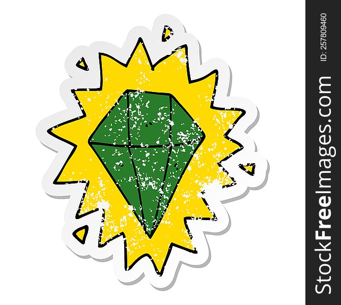 distressed sticker of a cartoon diamond