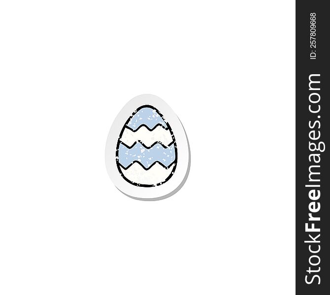 distressed sticker of a cartoon painted easter egg