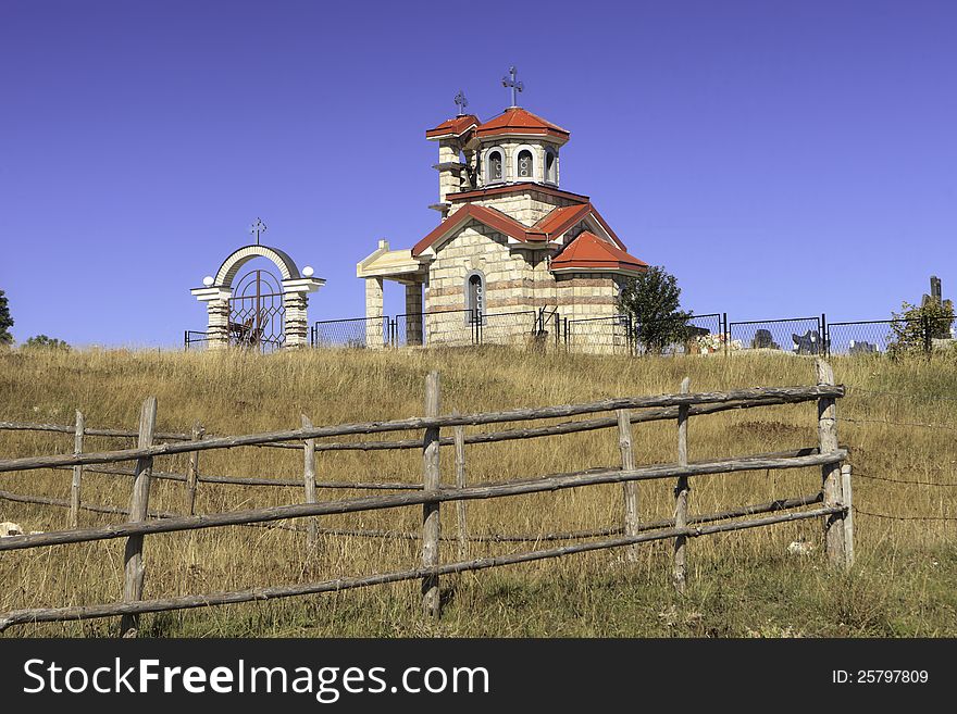 Orthodox church and cemetry outside Podgorica Montenegro