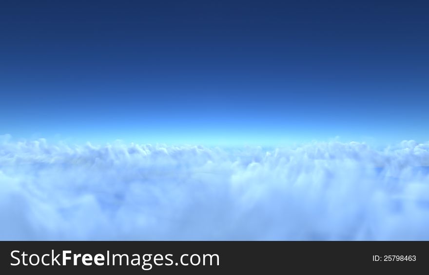 Over clouds in the sky, 3d render. Over clouds in the sky, 3d render