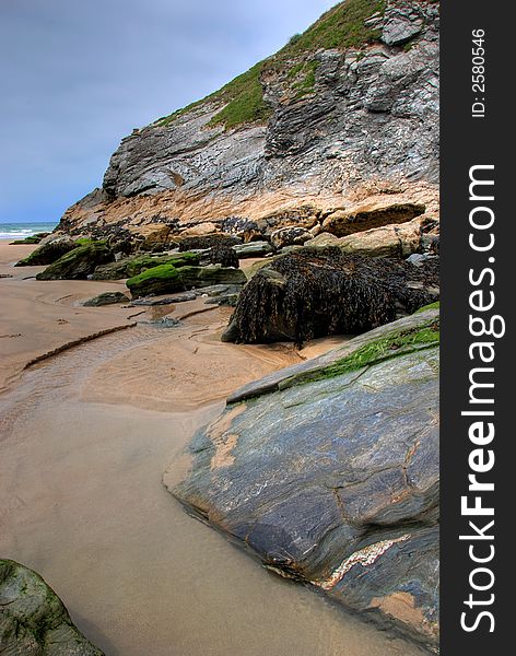 Lusty beach in Newquay, Cornwall, UK. Lusty beach in Newquay, Cornwall, UK