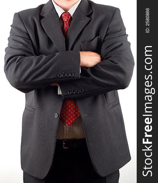 Businessman in black suit and red tie