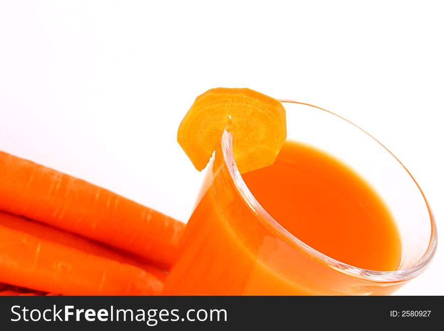 Fresh carrot juice isolated- cooking vegetarian health. Fresh carrot juice isolated- cooking vegetarian health