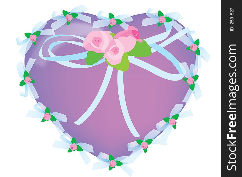 Heart with rose and ribbon