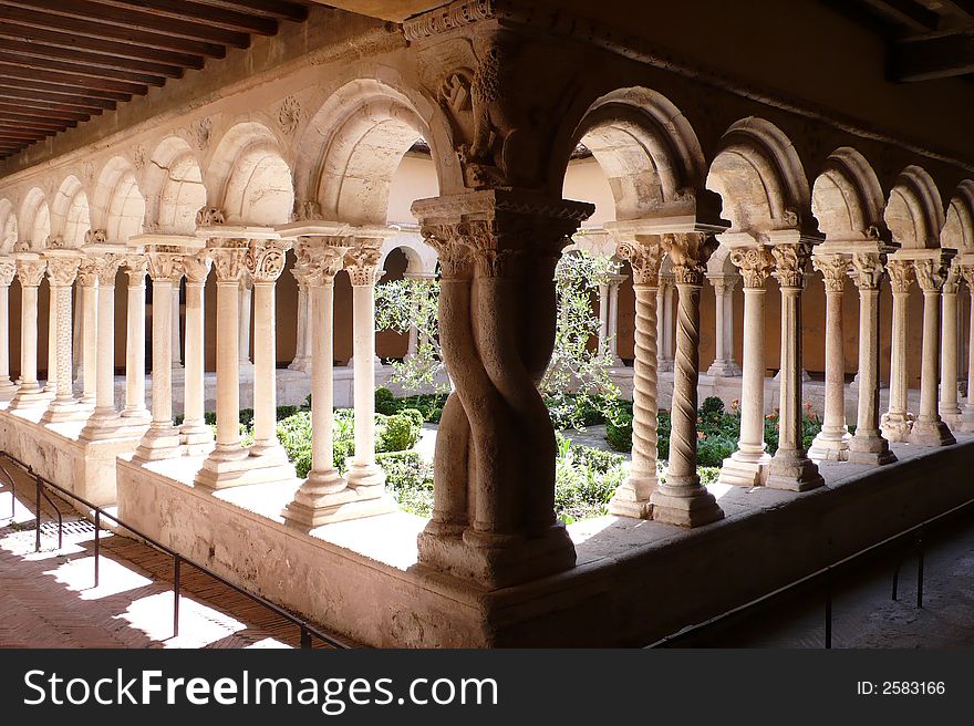 A garden inside a franco-roman church in the South of France. A garden inside a franco-roman church in the South of France.