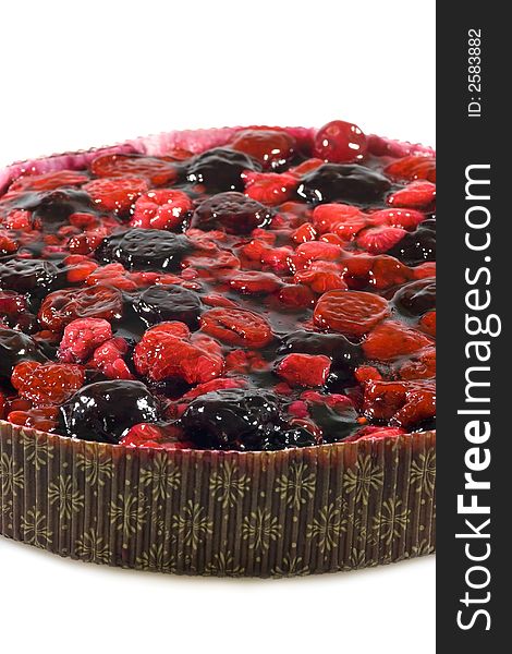 Closeup of delicious fruit pie with berries.