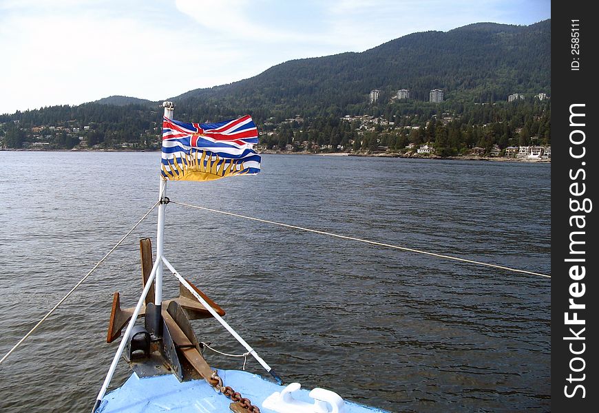 British columbian flag on a boat. British columbian flag on a boat