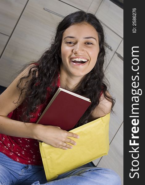 Girl with envelope in her hands. Girl with envelope in her hands