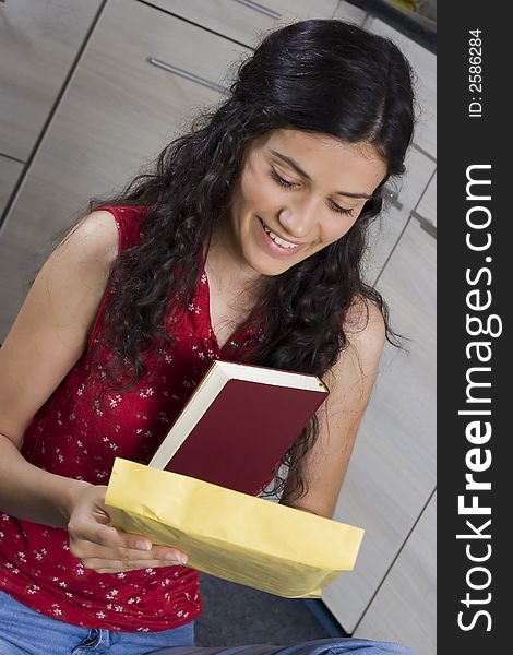 Girl with envelope in her hands. Girl with envelope in her hands