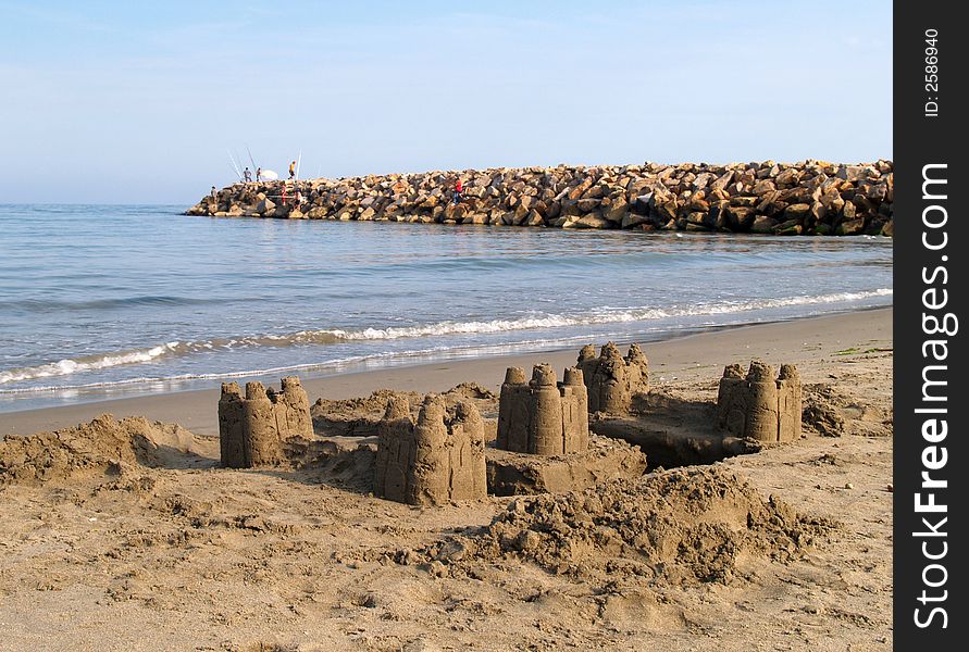 Sand castle at the beach