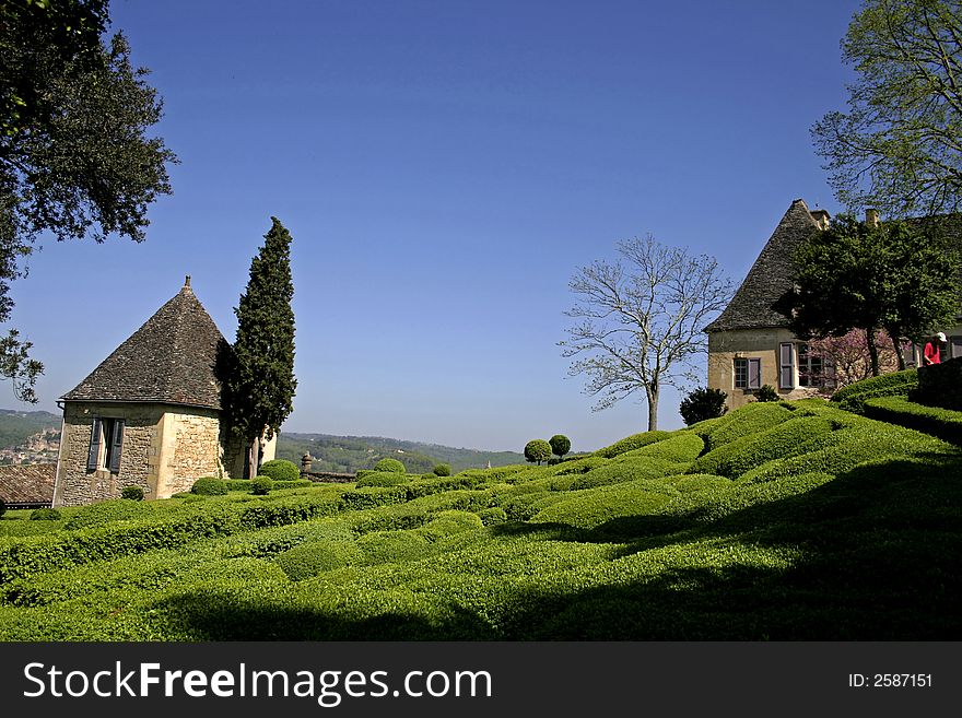 Traditional old house in landscaped gardens, marqueyssac, france