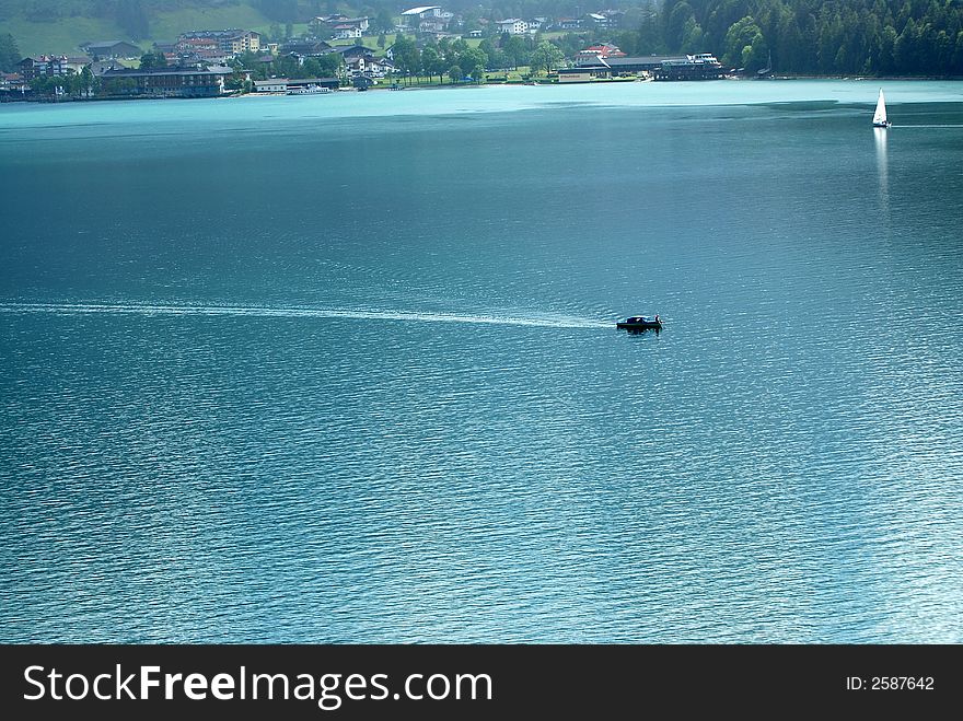 Motor boat on the lake