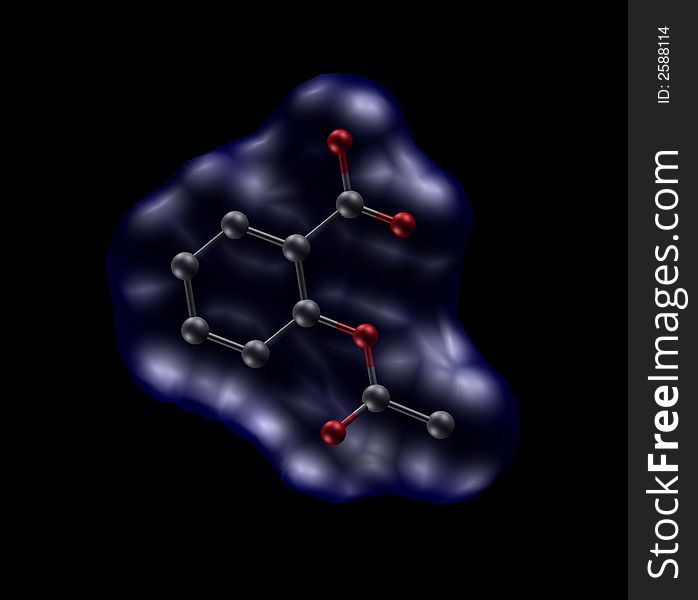 Computer rendering of aspirin, popular painkiller
