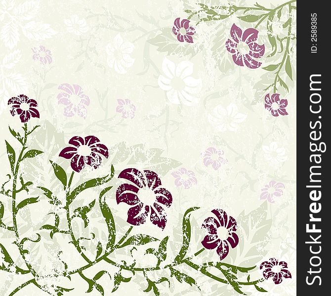 Floral Background with grunge