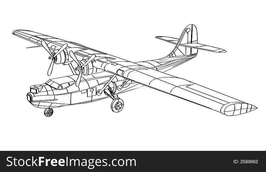 Vector illustration of a Catalina seaplane. Vector illustration of a Catalina seaplane