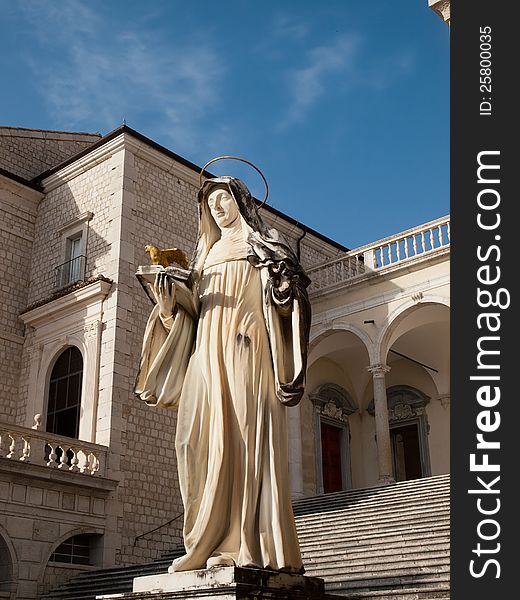 St. Scholastica -Benedictine Abbey -Montecassino in Italy. St. Scholastica -Benedictine Abbey -Montecassino in Italy