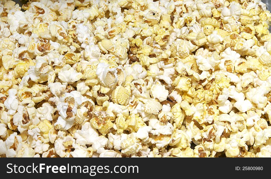 Popcorn photographed close-up fat flavou