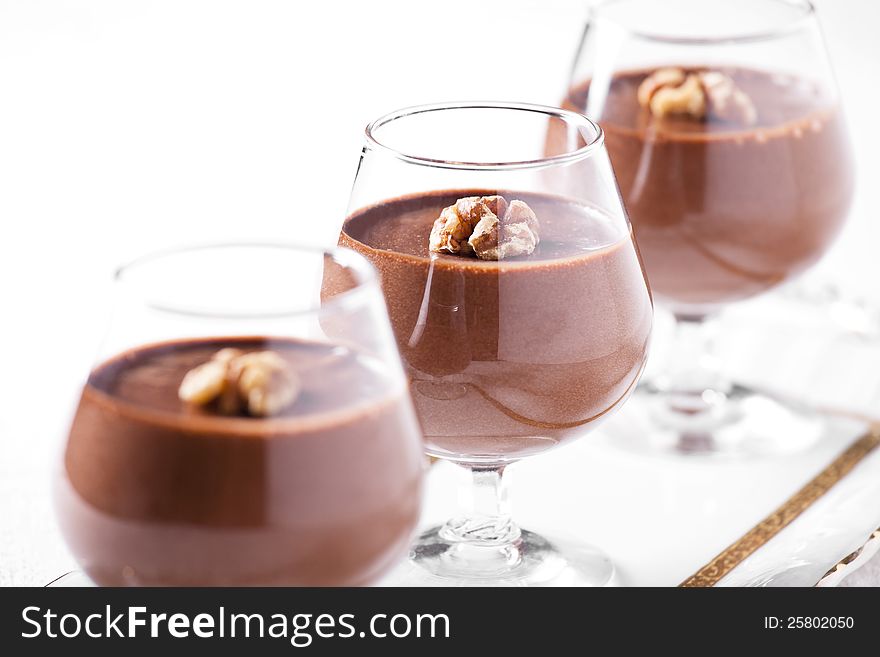 Photograph of a tasty looking chocolate mousse dessert. Photograph of a tasty looking chocolate mousse dessert