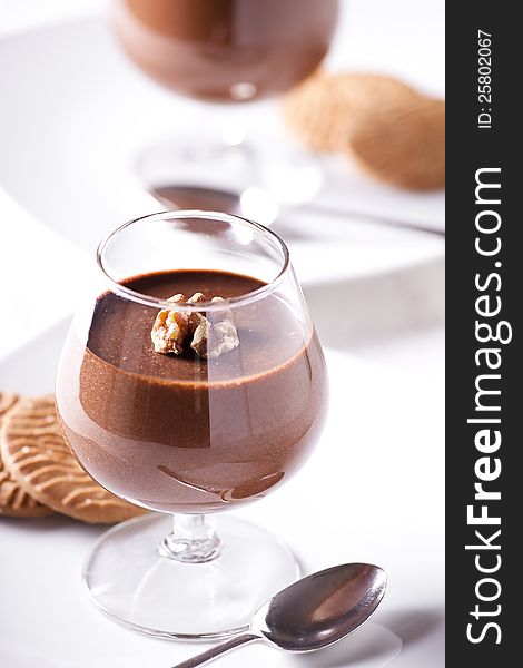 Photograph of a tasty looking chocolate mousse dessert. Photograph of a tasty looking chocolate mousse dessert