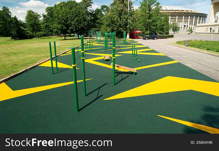 Sports gymnastic ground on the street in Luzhniki, Moscow