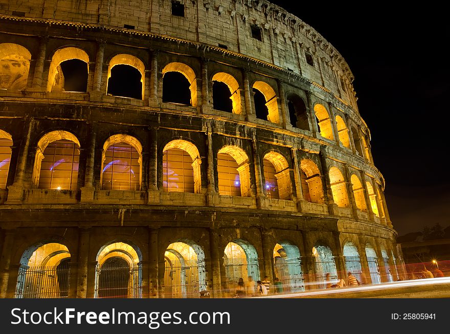 Colosseum Rome at night illuminated