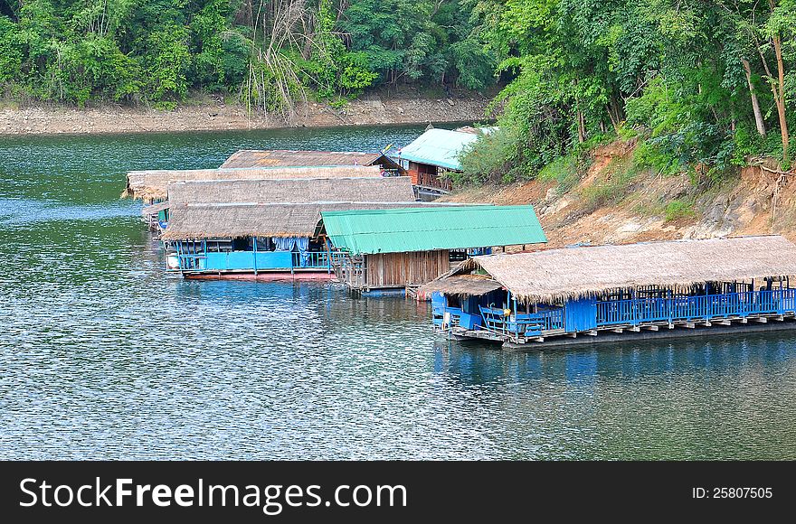 Hut homestay on water in thai dam. Hut homestay on water in thai dam