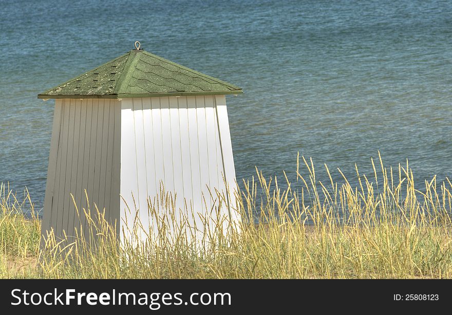 A bathing hut on a beach in Finland