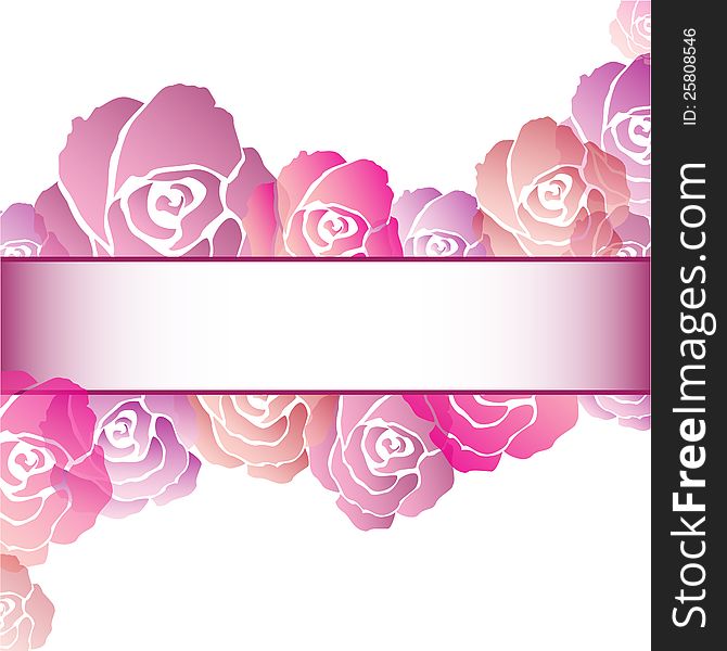 Isolated roses frame background for text. Isolated roses frame background for text