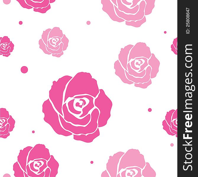 White seamless pattern with roses. White seamless pattern with roses