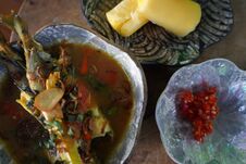 Fish Soup With Casava On The Wooden Table Stock Photography Fish Soup With Casava On The Wooden Table Stock Photography