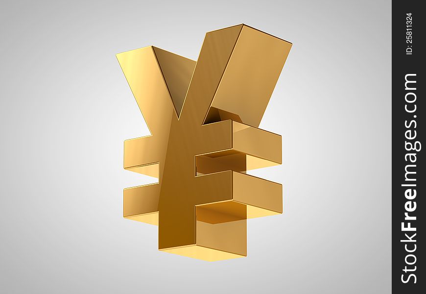 Yen Currency Sign made of gold